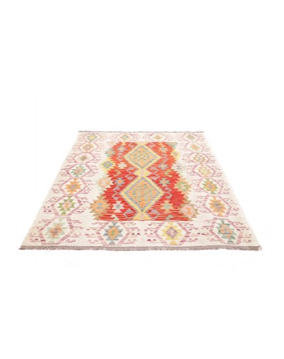 Tappeto Kilim Afghanistan bianco arancione 150x200