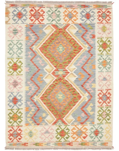 Tappeto Kilim Afghanistan bianco arancione 149x204