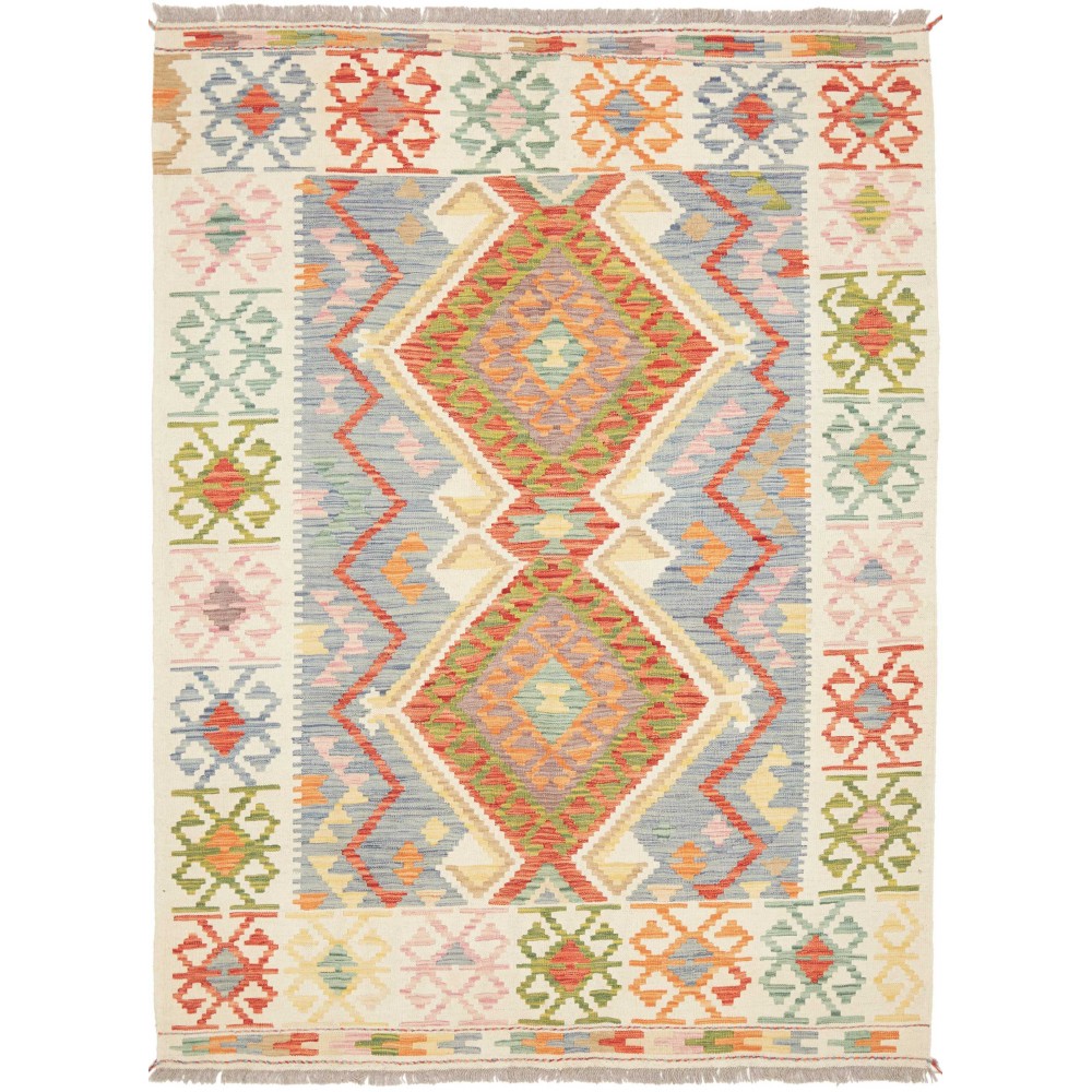 Tappeto Kilim Afghanistan bianco arancione 149x204