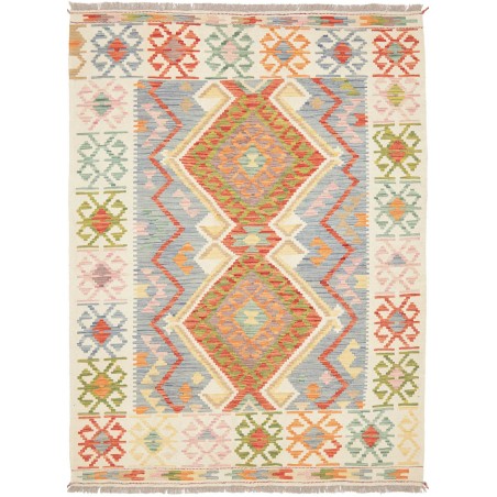 Tappeto Kilim Afghanistan bianco arancione 149x204