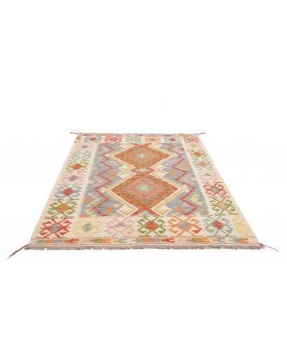 Tappeto Kilim Afghanistan bianco arancione 149x204