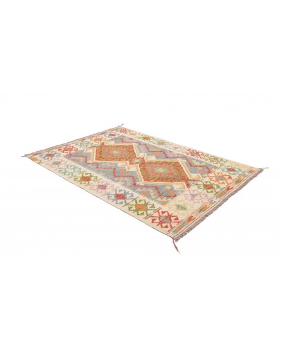 Tappeto Kilim Afghanistan bianco arancione 149x204