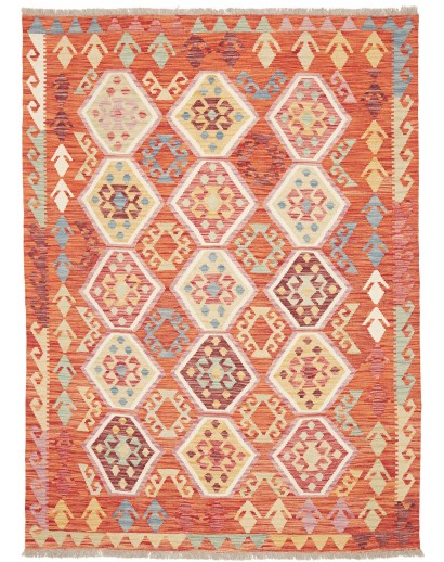 Tappeto Kilim Afghanistan arancione marrone 149x200
