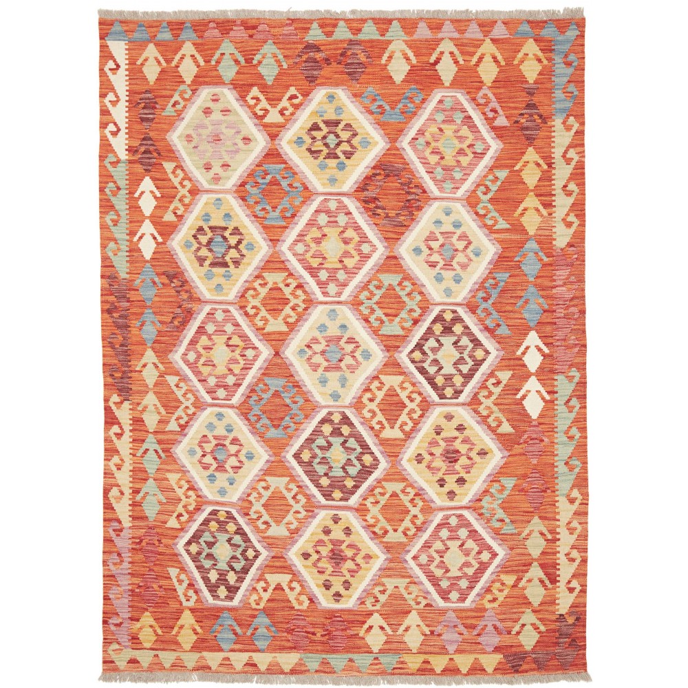 Tappeto Kilim Afghanistan arancione marrone 149x200