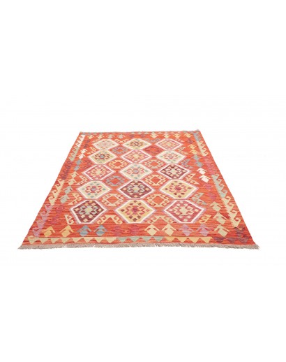 Tappeto Kilim Afghanistan arancione marrone 149x200