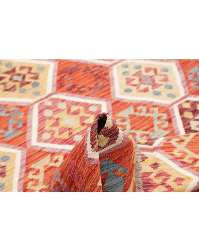Tappeto Kilim Afghanistan arancione marrone 149x200