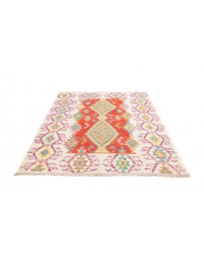 Tappeto Kilim Afghanistan bianco rosso 152x197