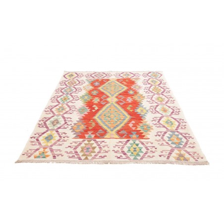 Tappeto Kilim Afghanistan bianco rosso 152x197