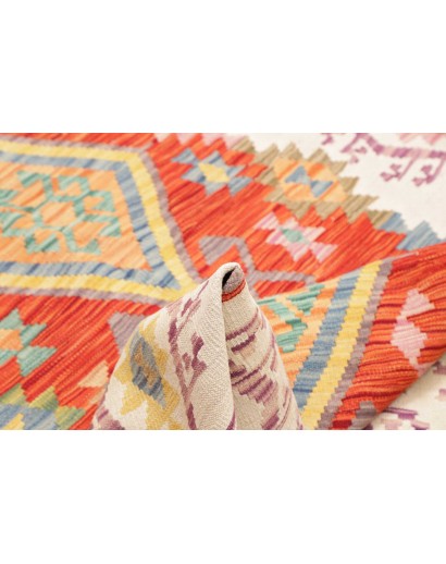 Tappeto Kilim Afghanistan bianco rosso 152x197