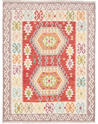 Tappeto Kilim Afghanistan bianco rosso 150x150