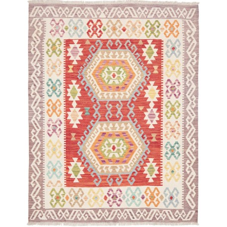 Tappeto Kilim Afghanistan bianco rosso 150x150