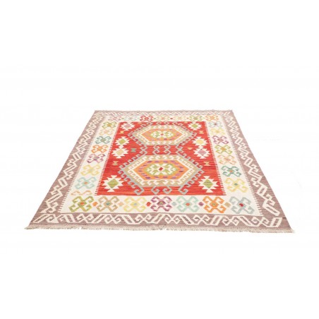 Tappeto Kilim Afghanistan bianco rosso 150x150
