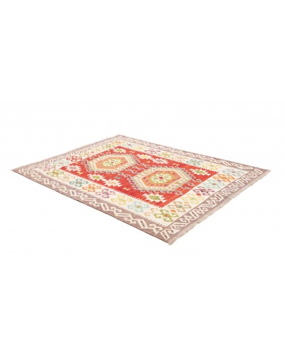 Tappeto Kilim Afghanistan bianco rosso 150x150