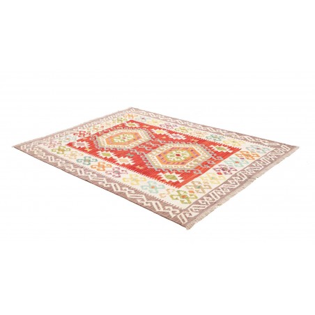 Tappeto Kilim Afghanistan bianco rosso 150x150