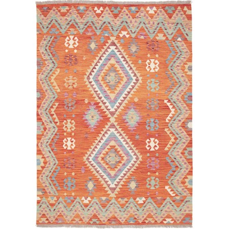Tappeto Kilim Afghanistan arancione bianco 146x210