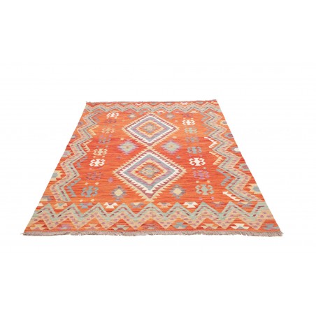 Tappeto Kilim Afghanistan arancione bianco 146x210