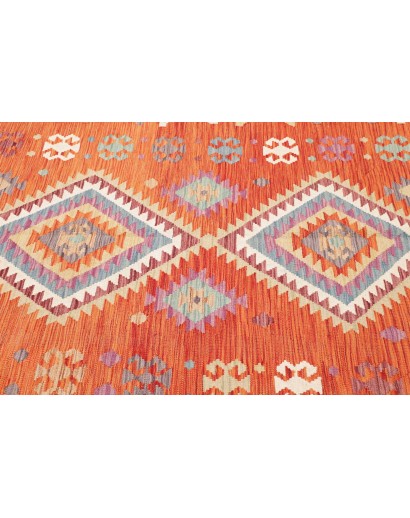 Tappeto Kilim Afghanistan arancione bianco 146x210