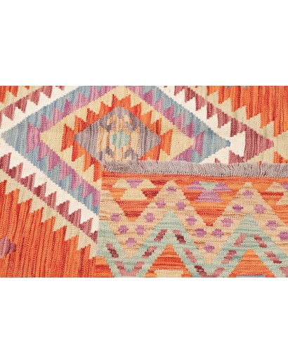 Tappeto Kilim Afghanistan arancione bianco 146x210