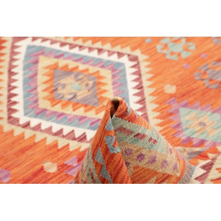 Tappeto Kilim Afghanistan arancione bianco 146x210