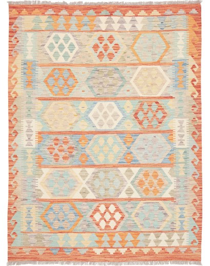 Tappeto Kilim Afghanistan bianco arancione 147x197