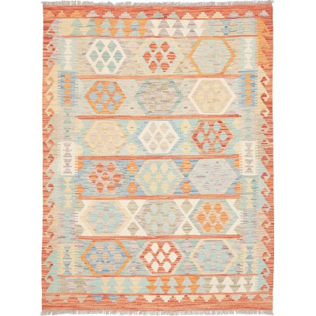 Tappeto Kilim Afghanistan bianco arancione 147x197