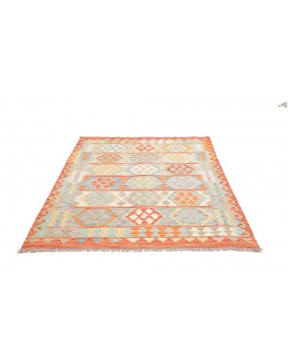 Tappeto Kilim Afghanistan bianco arancione 147x197