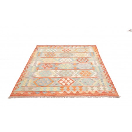 Tappeto Kilim Afghanistan bianco arancione 147x197
