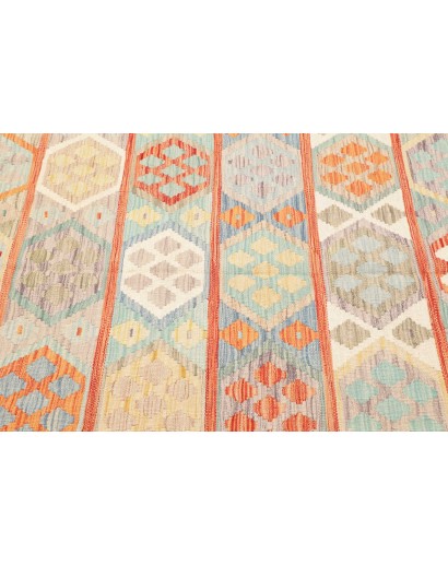 Tappeto Kilim Afghanistan bianco arancione 147x197