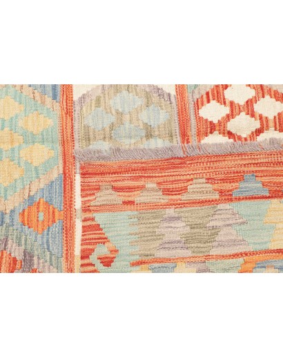 Tappeto Kilim Afghanistan bianco arancione 147x197