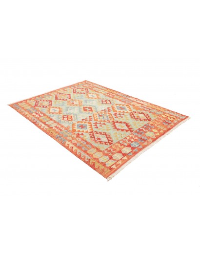 Tappeto Kilim Afghanistan giallo arancione 153x201