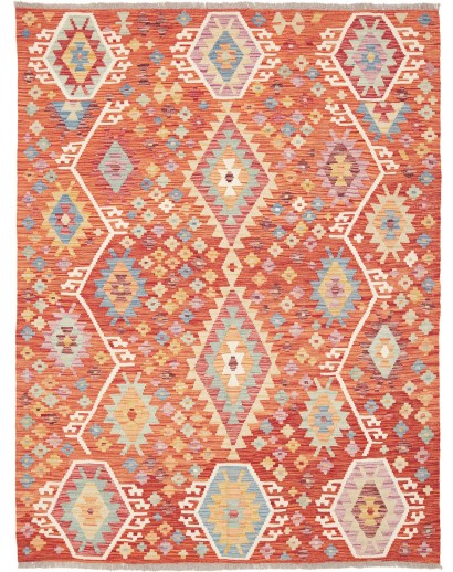 Tappeto Kilim Afghanistan arancione marrone 148x195