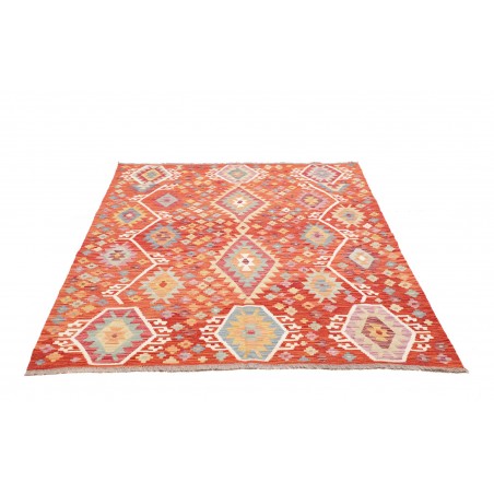 Tappeto Kilim Afghanistan arancione marrone 148x195