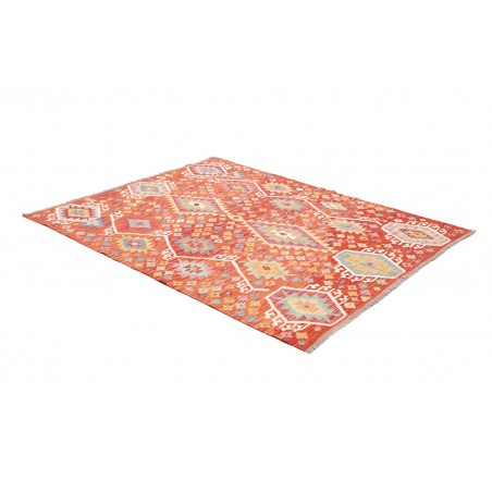 Tappeto Kilim Afghanistan arancione marrone 148x195