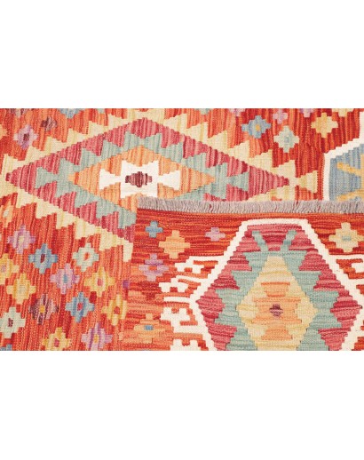 Tappeto Kilim Afghanistan arancione marrone 148x195
