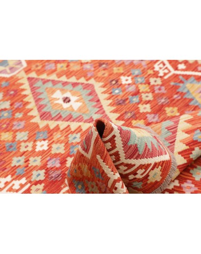 Tappeto Kilim Afghanistan arancione marrone 148x195