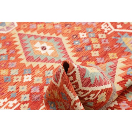 Tappeto Kilim Afghanistan arancione marrone 148x195
