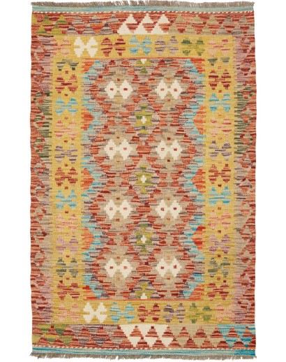 Tappeto Kilim Afghanistan marrone bianco 83x127