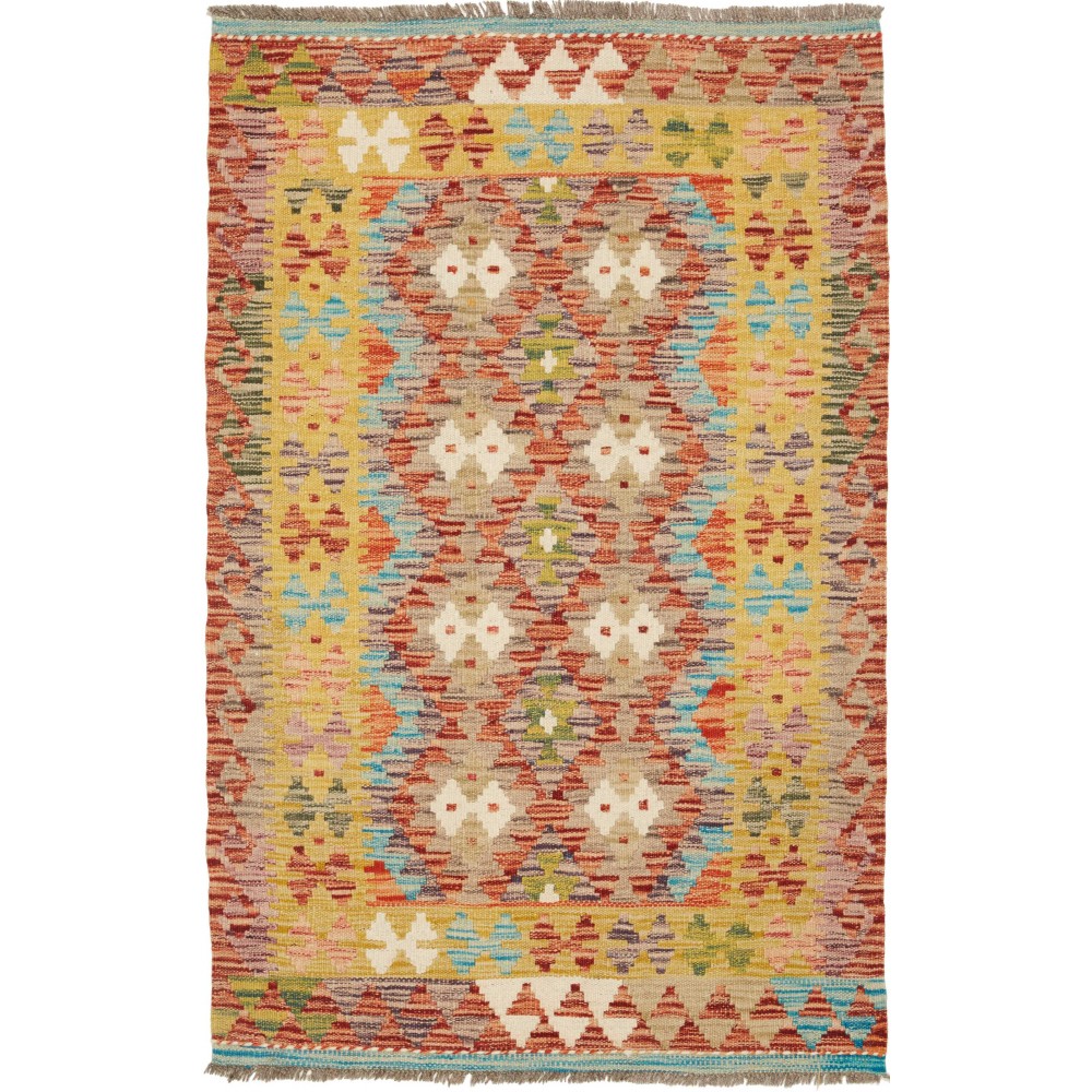 Tappeto Kilim Afghanistan marrone bianco 83x127