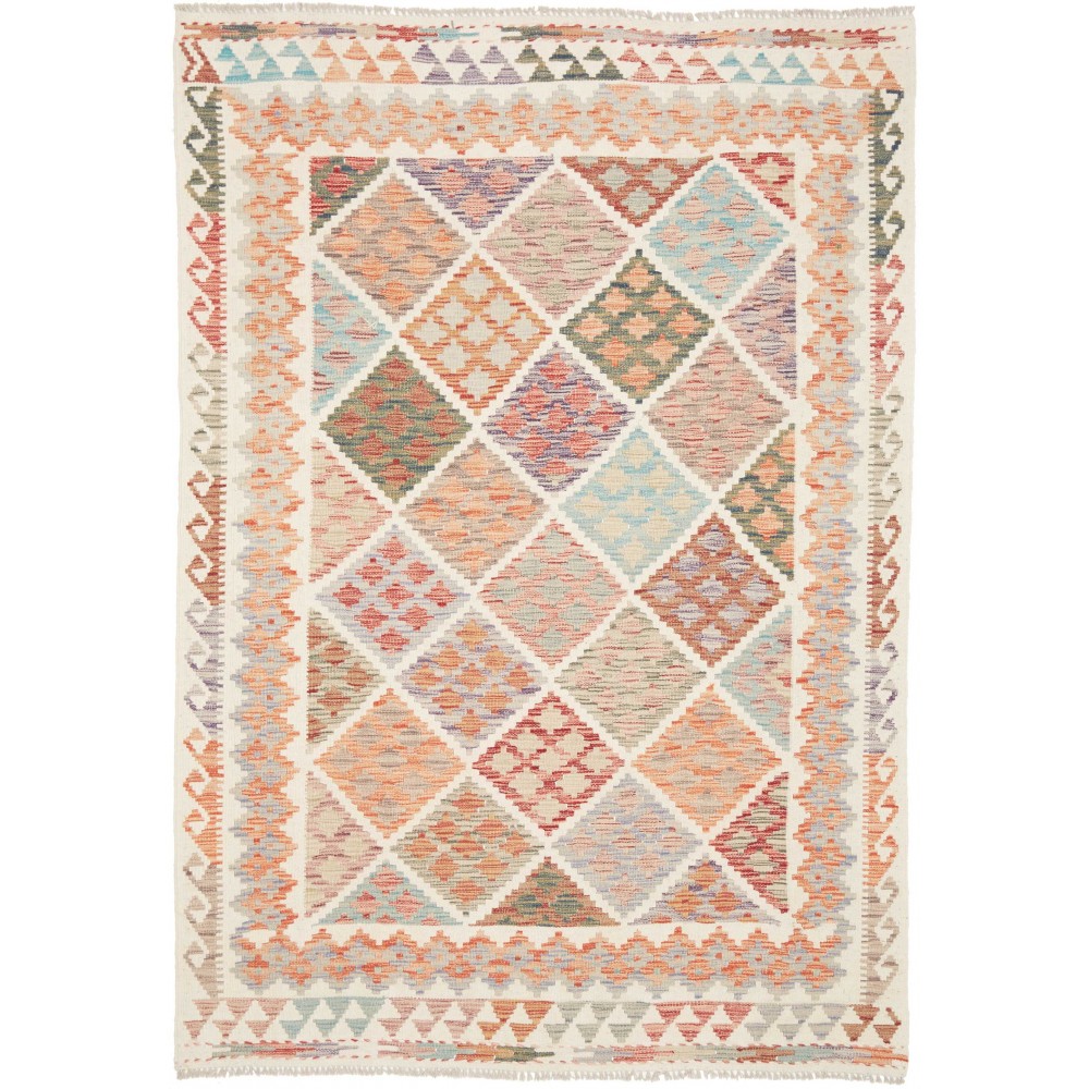 Tappeto Kilim Afghanistan bianco marrone 153x215