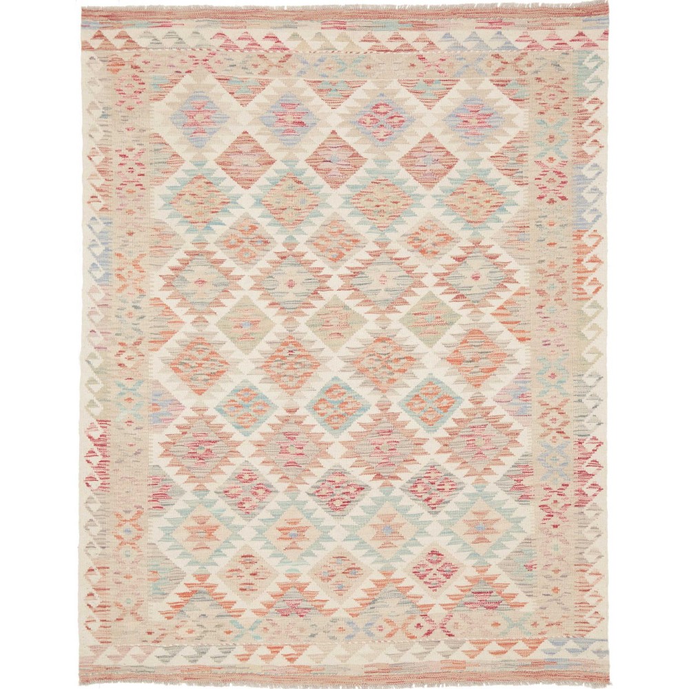 Tappeto Kilim Afghanistan bianco giallo 153x192