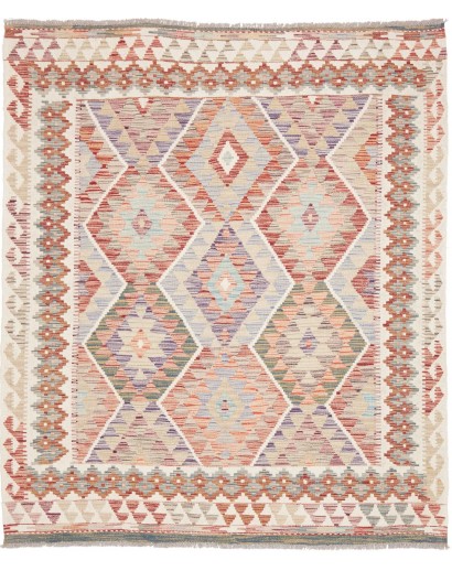 Tappeto Kilim Afghanistan beige bianco 161x188