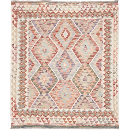 Tappeto Kilim Afghanistan beige bianco 161x188