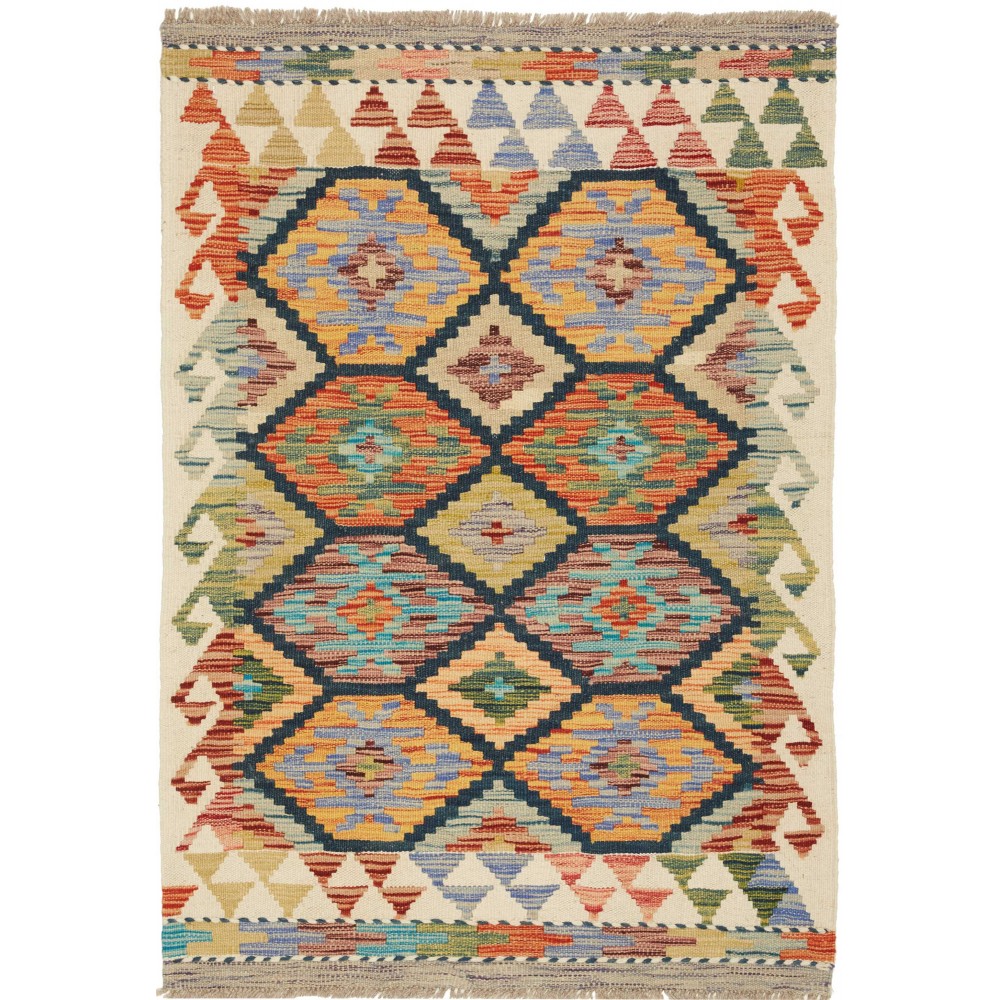 Tappeto Kilim Afghanistan marrone grigio 81x119 Tappeto Kilim Afghanistan marrone grigio 81x119