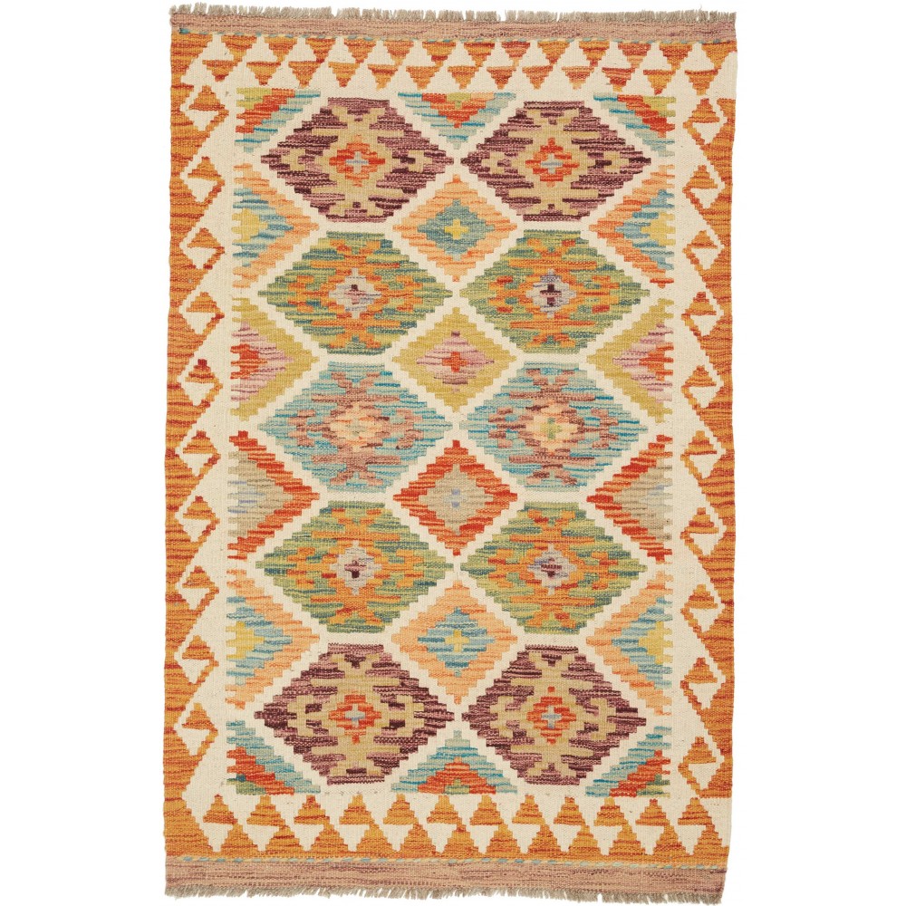Tappeto Kilim Afghanistan marrone giallo 85x130