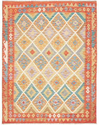 Tappeto Kilim Afghanistan marrone bianco 155x197