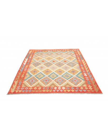 Tappeto Kilim Afghanistan marrone bianco 155x197