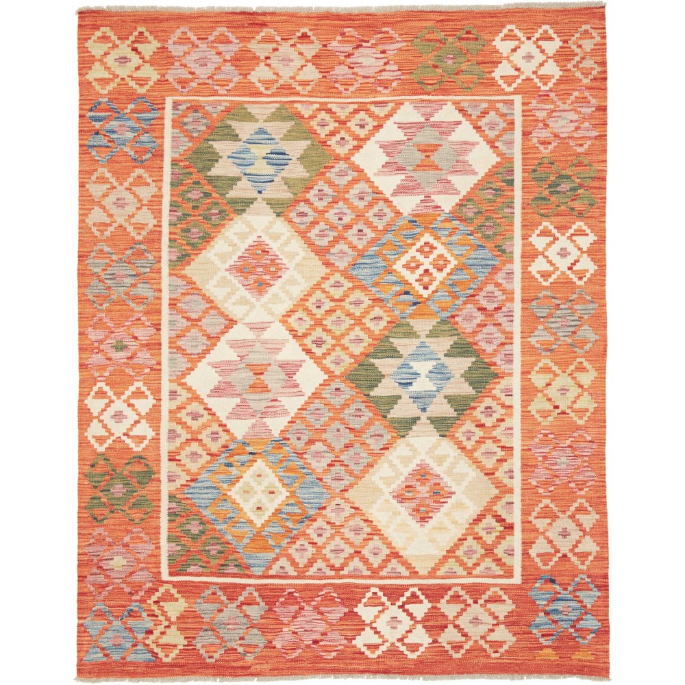 Tappeto Kilim Afghanistan arancione bianco 159x198