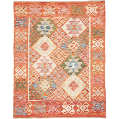Tappeto Kilim Afghanistan arancione bianco 159x198