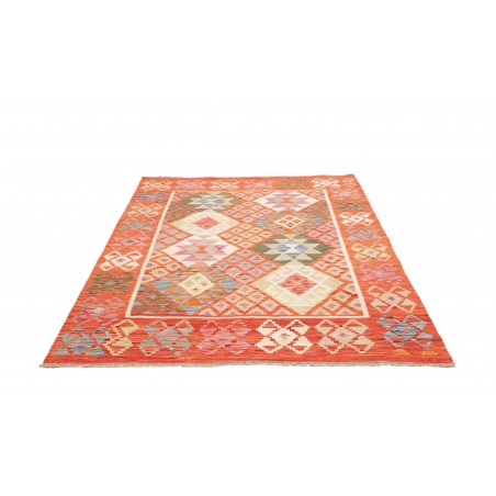 Tappeto Kilim Afghanistan arancione bianco 159x198