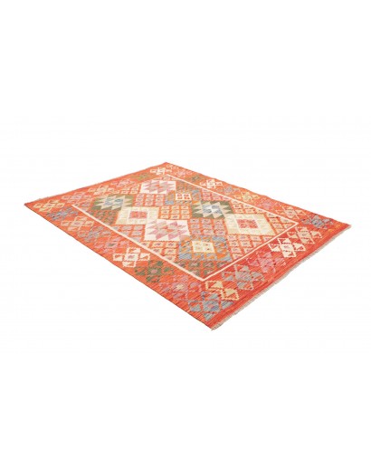 Tappeto Kilim Afghanistan arancione bianco 159x198